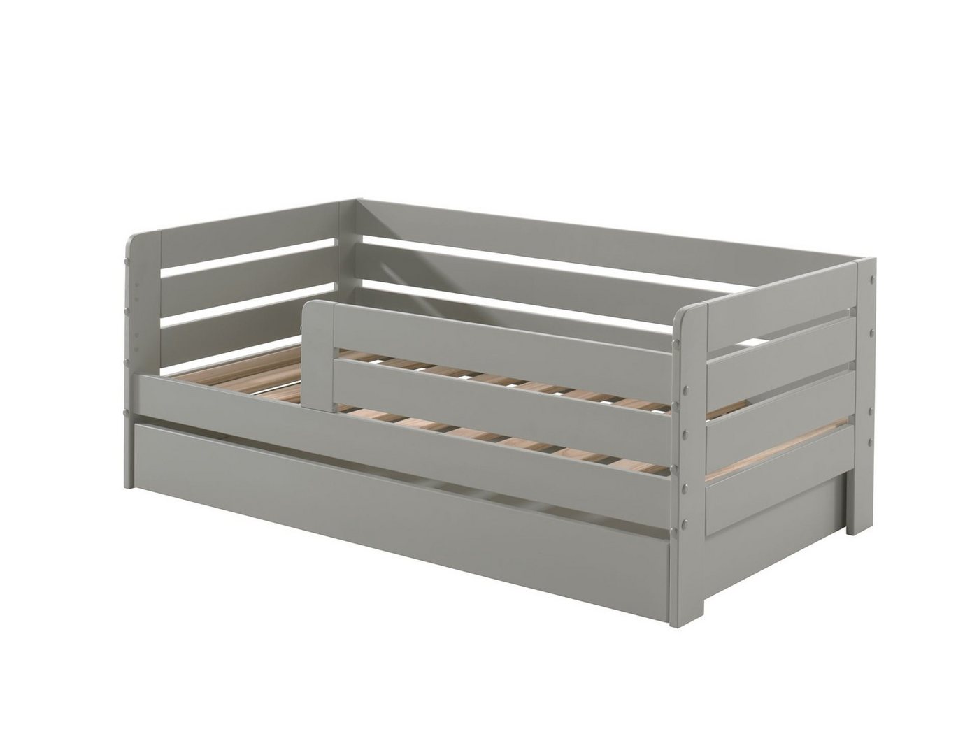 Natur24 Einzelbett Juniorbett 143,6 x 56 x 70 cm Schublade MDF Grau Natur24 Einzelbett Juniorbett 143,6 x 56 x 70 cm Schublade MDF Grau von Natur24