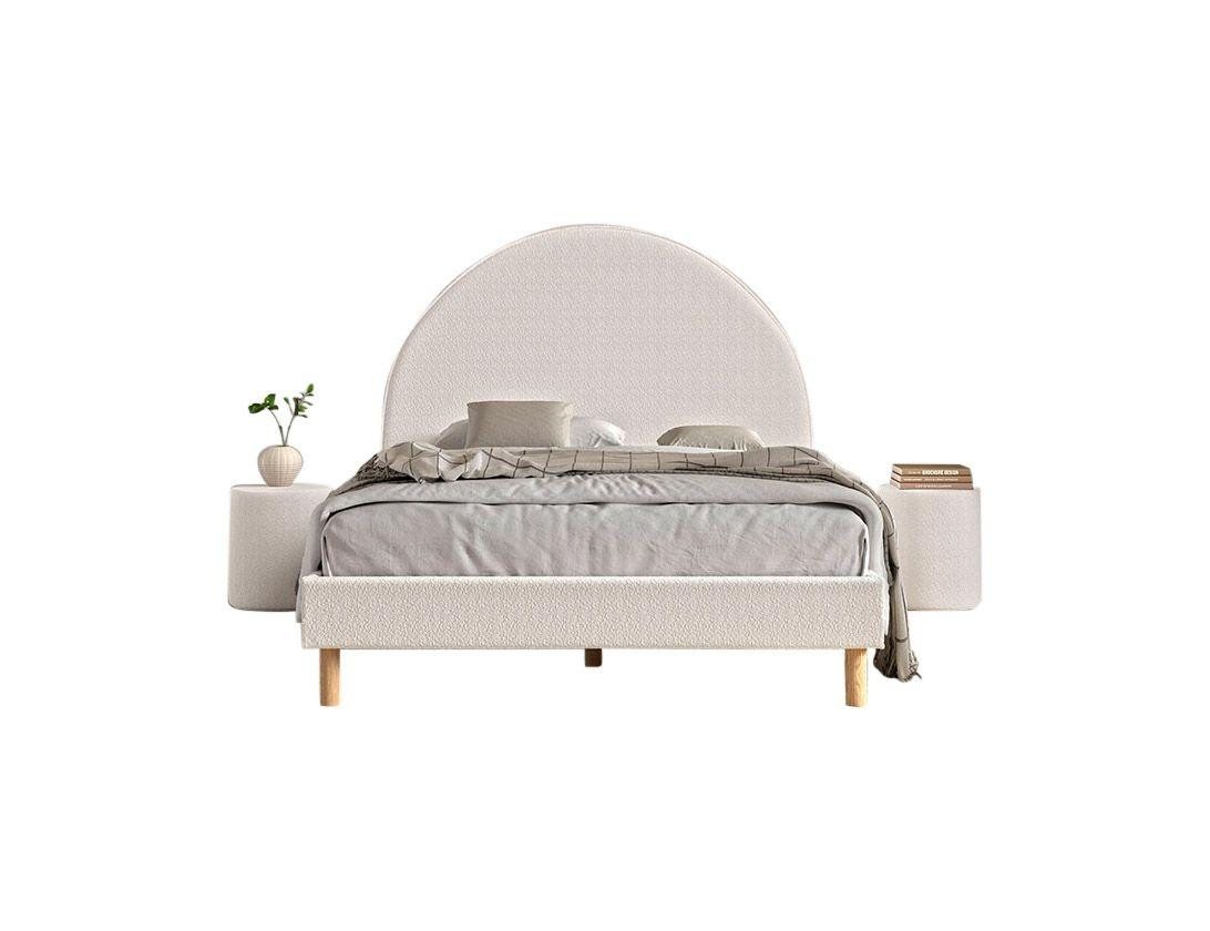 Natur24 Einzelbett MOON Polsterbett 140x200 und 2 Polsterhocker inkl. Lattenrost Weiß von Natur24