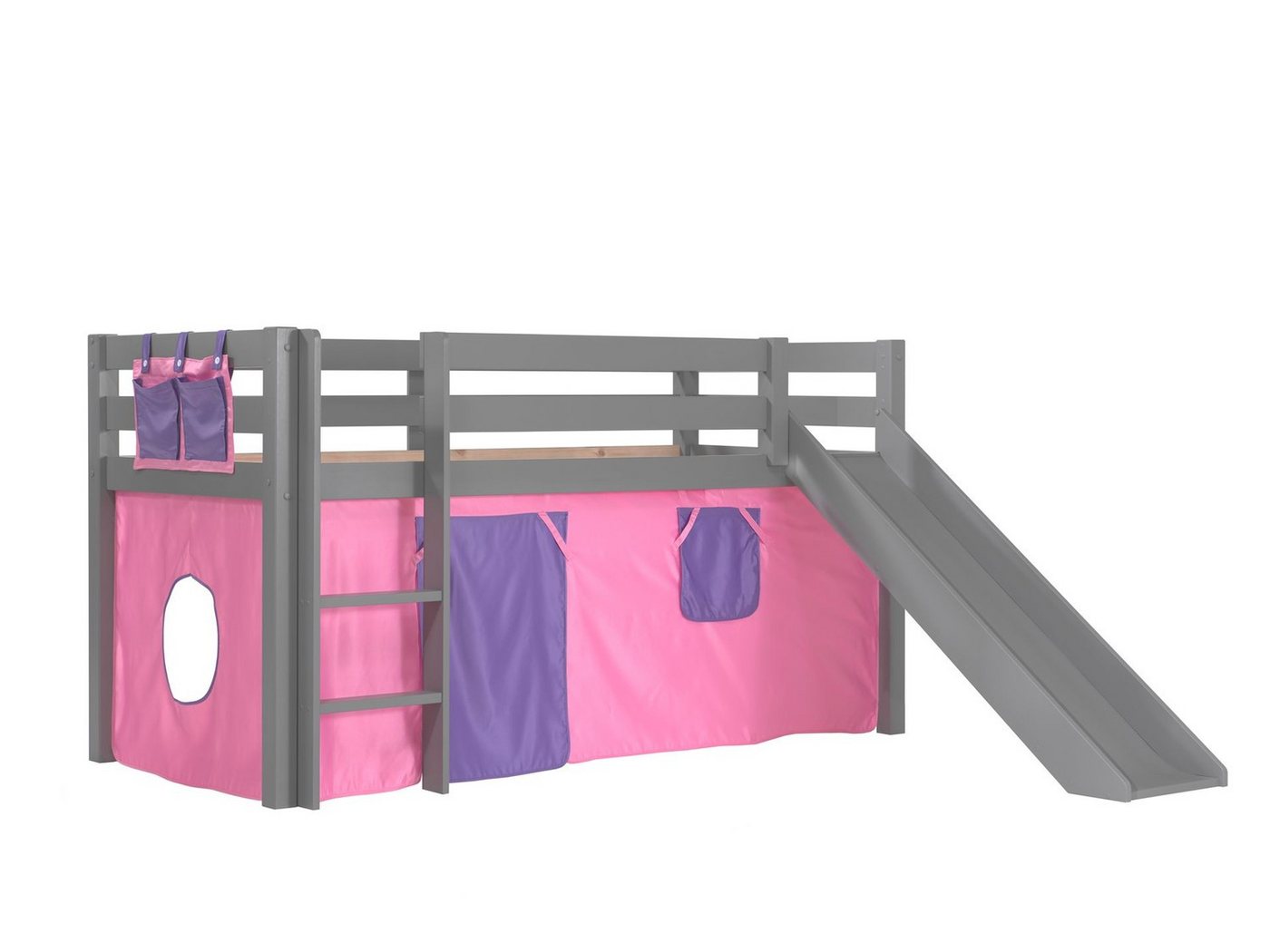 Natur24 Einzelbett Spielbett Pino 210 x 114 x 218 cm Rutsche Kiefer Grau Rosa Lila Natur24 Einzelbett Spielbett Pino 210 x 114 x 218 cm Rutsche Kiefer Grau Rosa Lila von Natur24