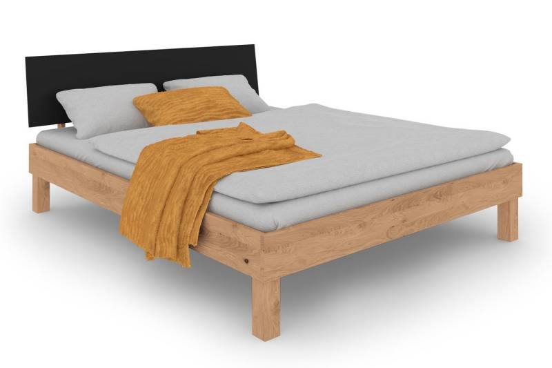 Natur24 Einzelbett Zigo Bett 140 x 200 cm Wildeiche MDF Bianco Schwarz von Natur24