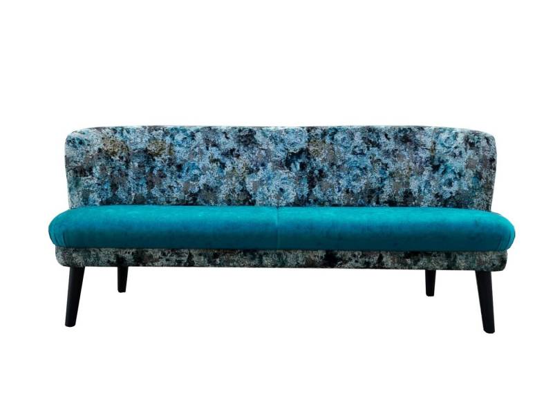 Natur24 Essbank Tischsofa Lounge 2,5-Sitzer Blau Türkis Füße Buche Matt Schwarz von Natur24