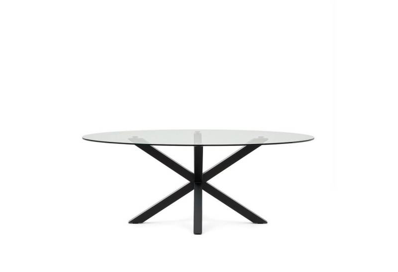 Natur24 Esstisch Argo Tisch 200 x 100 x 75 cm Glas Stahl Transparent Schwarz von Natur24