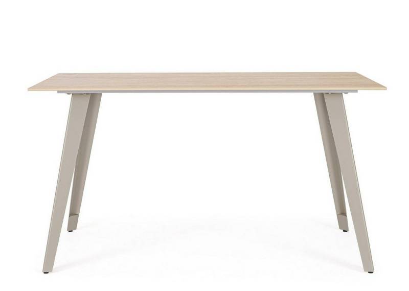 Natur24 Esstisch Arjeta Tisch 140 x 80 x 76 cm Stahl Feinsteinzeug Beige von Natur24