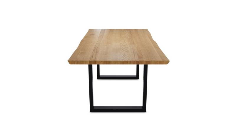 Natur24 Esstisch Oviedo Esstisch 200x100 Wildeiche mit Baumkante und Metall-Kufen von Natur24