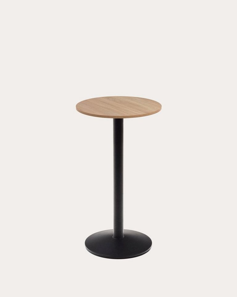 Natur24 Esstisch Runder Stehtisch Esilda 60 x 98 x 60 cm Melamin, Metallbein Schwarz von Natur24