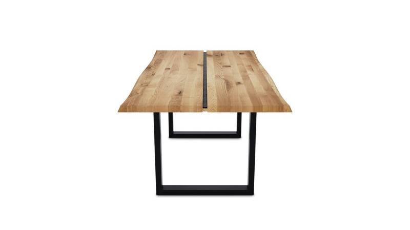 Natur24 Esstisch Vigo Esstisch 220x100 Wildeiche mit Baumkante und Metall-Kufe von Natur24