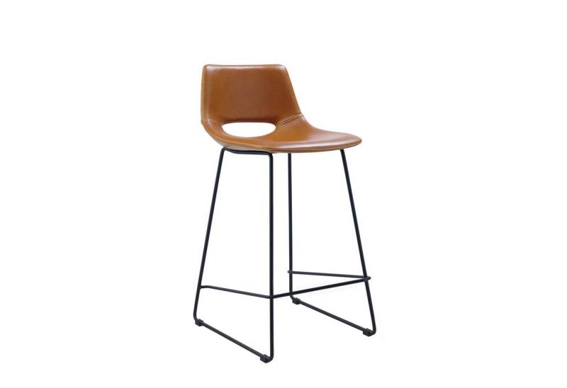 Natur24 Esszimmerstuhl 2-er Set Barhocker Zahara 47 x 98 x 50 cm Polyurethan Stahl Garnitur von Natur24
