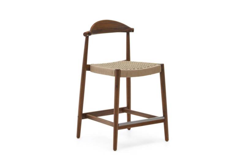 Natur24 Esszimmerstuhl 2-er Set Hocker Nina 54 x 94 x 54 cm Akazienholz Nussbaumfinish Seil von Natur24