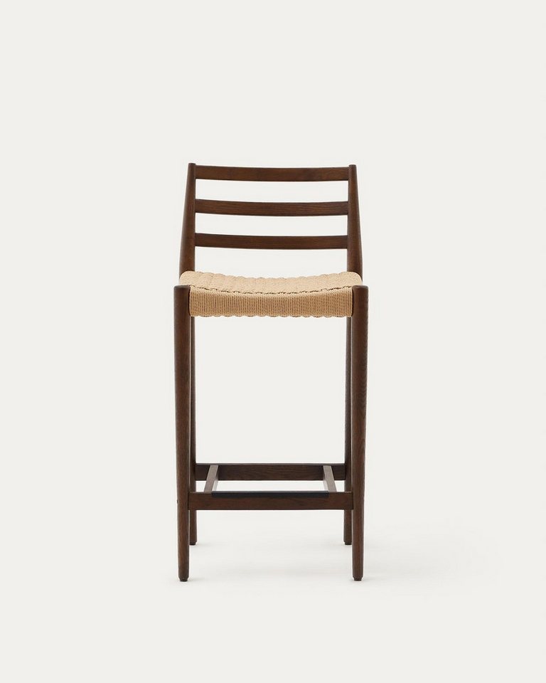 Natur24 Esszimmerstuhl 2er Set Analy Barhocker 51 x 45 x 96 cm Massivholz Seil Nussbaumfinish von Natur24