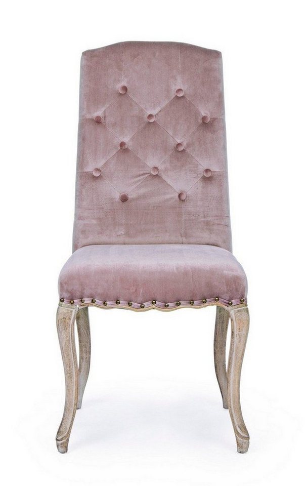 Natur24 Esszimmerstuhl 2er Set Stühle Diva 51 x 53 x 99 cm Holz und Polyester Rosa von Natur24