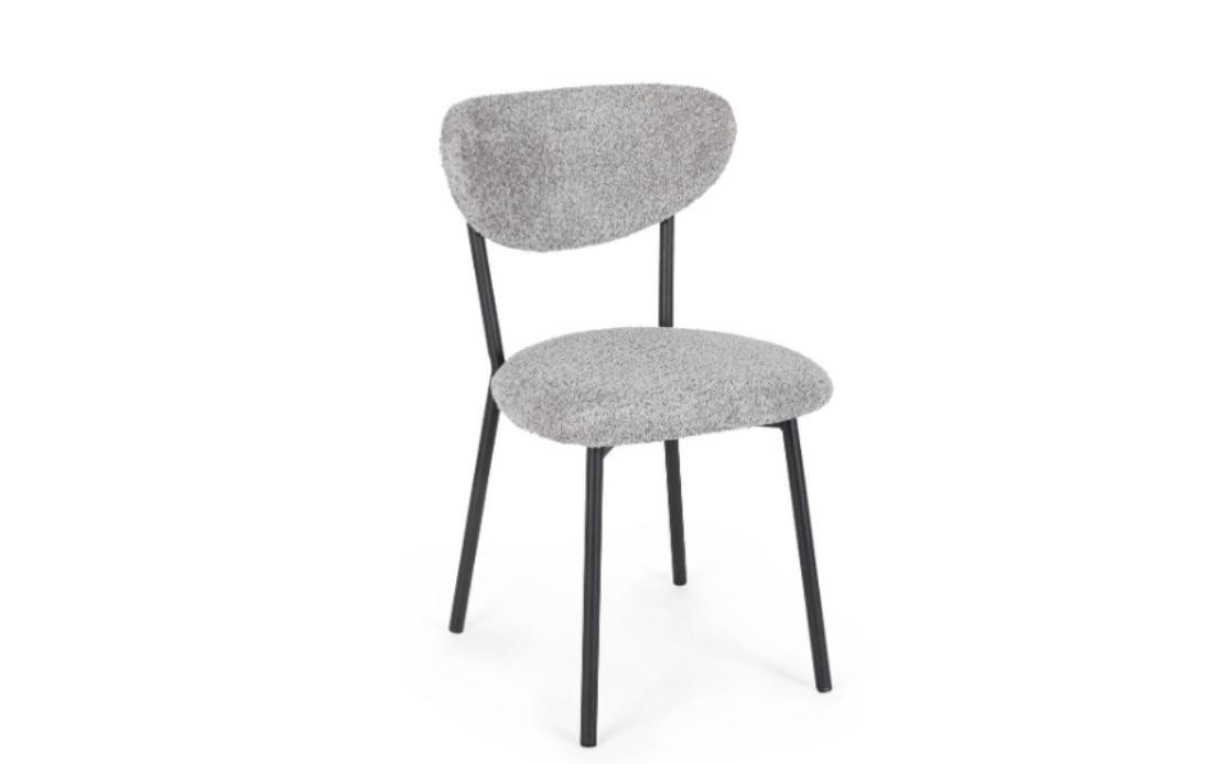 Natur24 Esszimmerstuhl 2er Set Stühle Lumdmilla 50 x 77,5 x 47 cm Stahl MDF Polyester Grau von Natur24