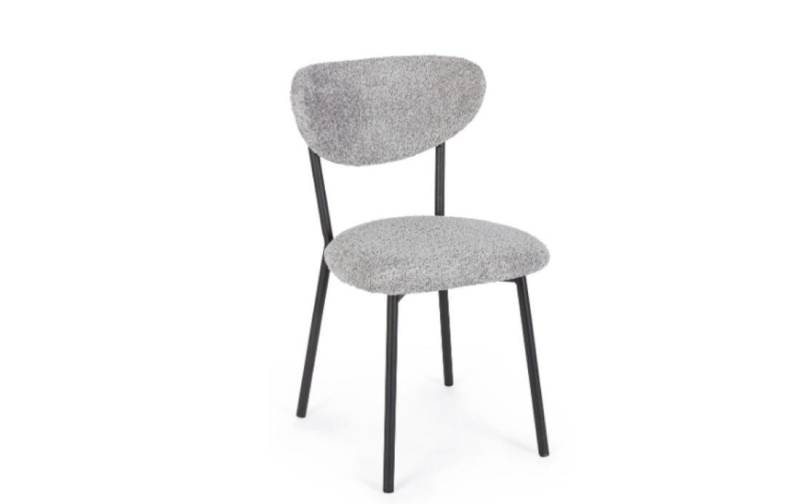 Natur24 Esszimmerstuhl 2er Set Stühle Lumdmilla 50 x 77,5 x 47 cm Stahl MDF Polyester Grau von Natur24