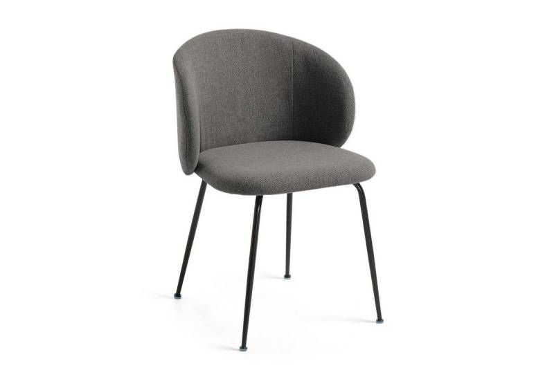 Natur24 Esszimmerstuhl 2er Set Stühle Minna dunkelgrau und Stahlbeinen 57x78x56cm stuhl von Natur24