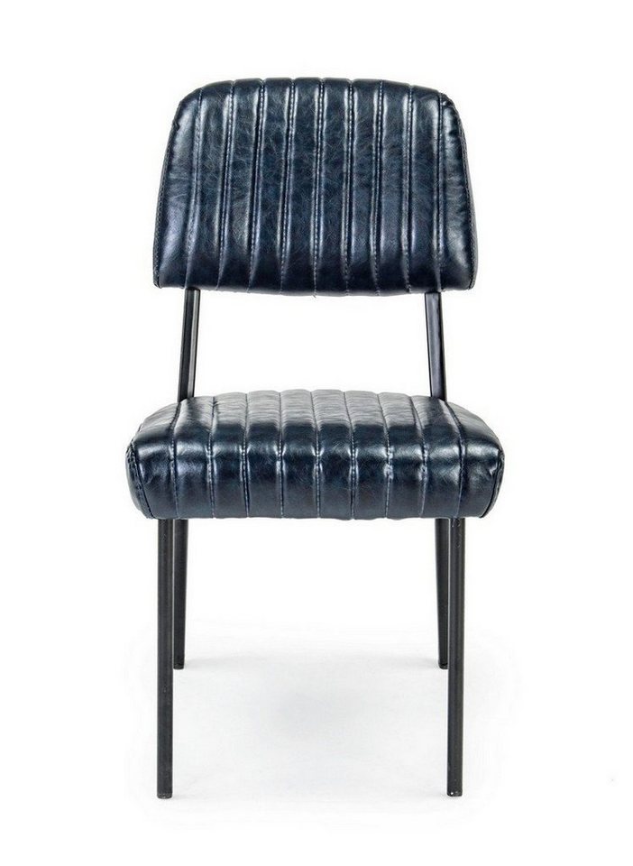 Natur24 Esszimmerstuhl 2er Set Stühle Nelly 60 x 59 x 81 cm Stahl und Polyurethan Blau von Natur24