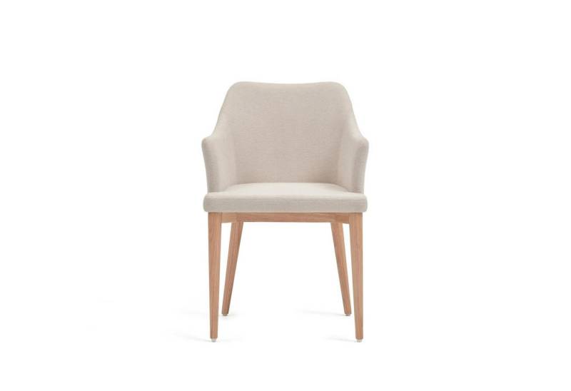 Natur24 Esszimmerstuhl 4-er Set Stuhl Croft 54 x 79 x 57 cm Chenille Beige Eschenholz von Natur24