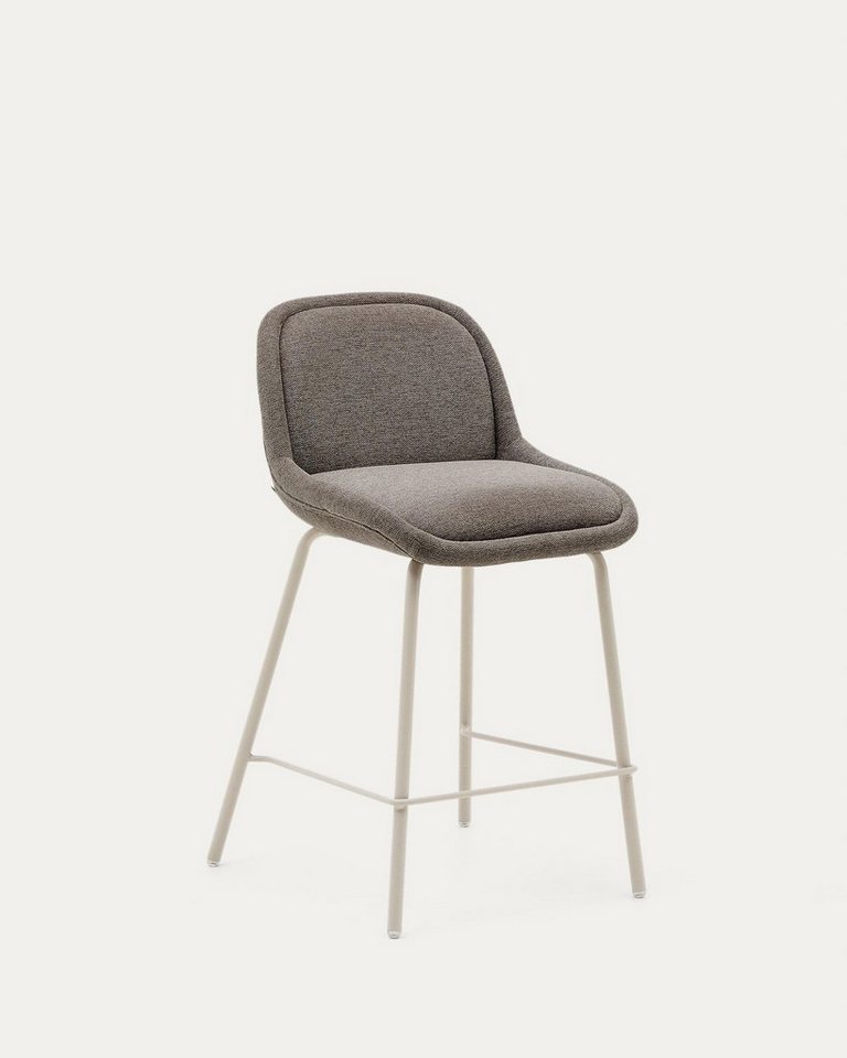 Natur24 Esszimmerstuhl Aimin Hocker aus Chenille hellbraun und Stahlbeine 2er Set von Natur24