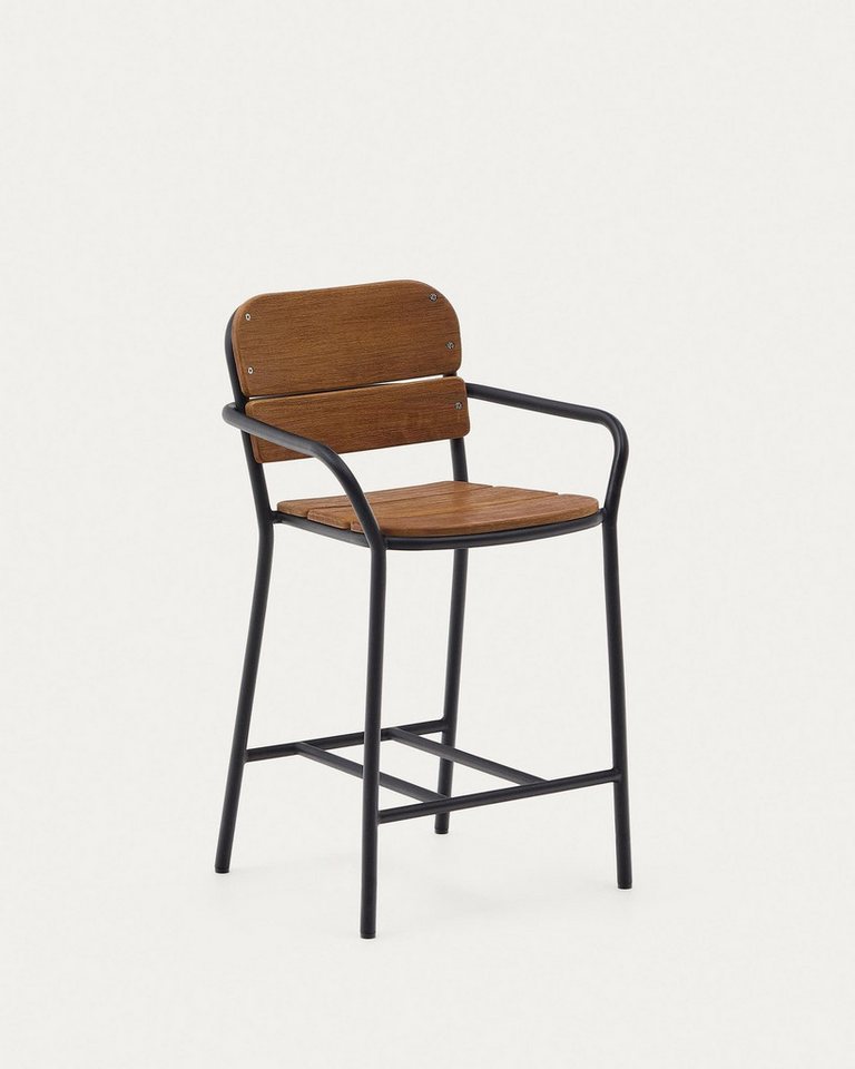 Natur24 Esszimmerstuhl Algueret Hocker aus massivem Eukalyptusholz 2er Set von Natur24