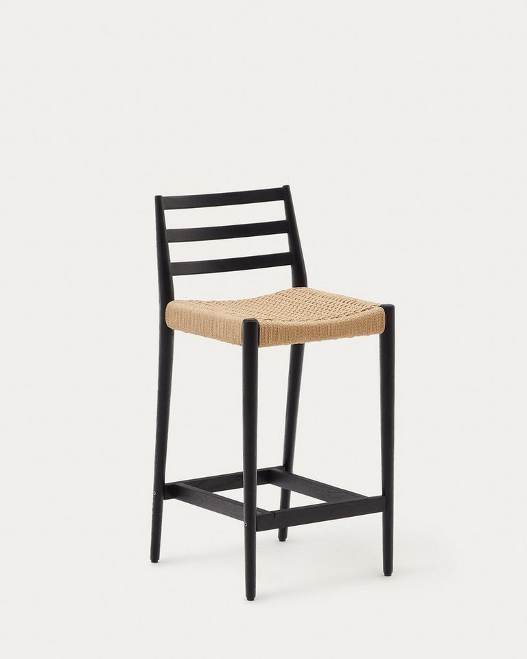 Natur24 Esszimmerstuhl Analy Barhocker Rückenlehne massives Eichenholz 2er Set von Natur24