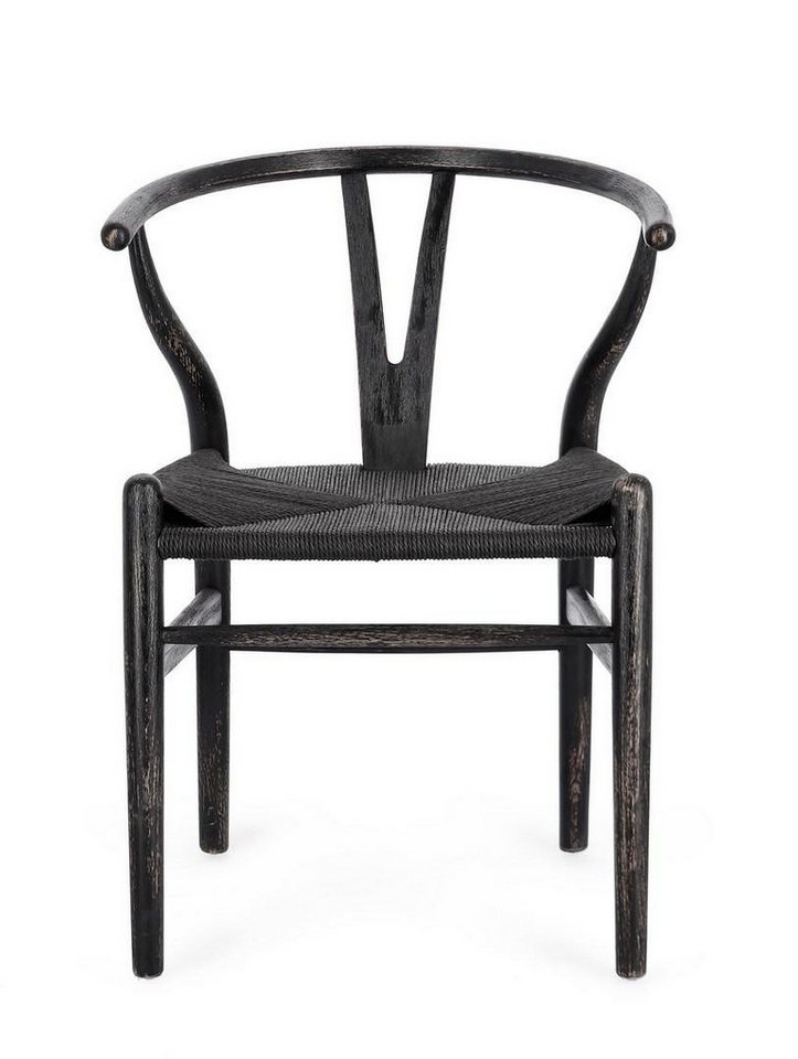 Natur24 Esszimmerstuhl Artemia 2er Set Stuhl 49.5 x 77 x 50 cm Buche Papierseil Schwarz von Natur24