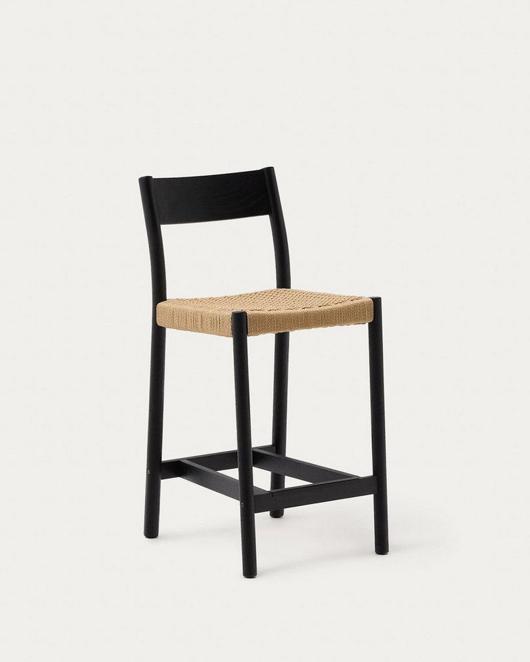 Natur24 Esszimmerstuhl Barhocker Rückenlehne massives Eichenholz 2er Set von Natur24