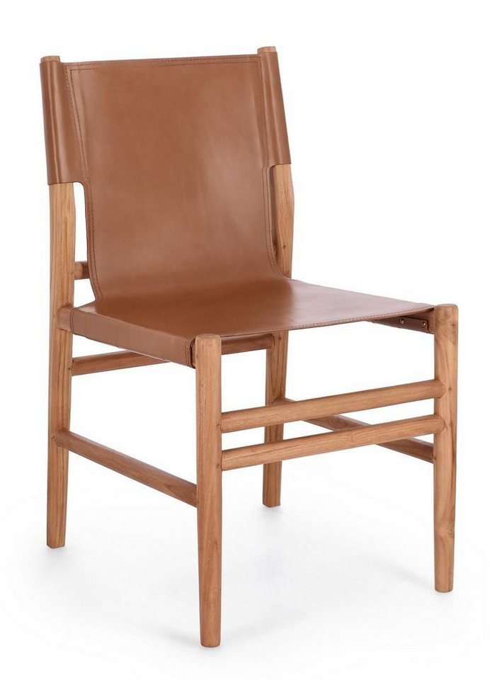 Natur24 Esszimmerstuhl Caroline 2er Set Stühle 48 x 58 x 85 cm Teak Leder Natur. Natur24 Esszimmerstuhl Caroline 2er Set Stühle 48 x 58 x 85 cm Teak Leder Natur. von Natur24