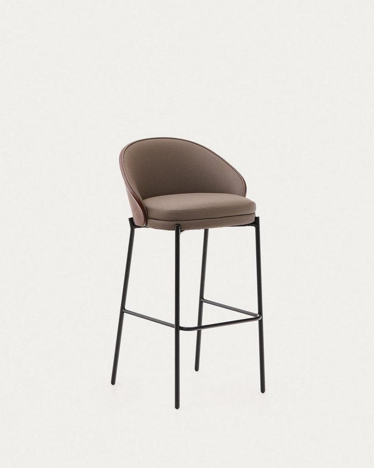 Natur24 Esszimmerstuhl Hocker Eamy, Eschenfurnier in Nussbaum-Finish mit Metall braun 2er Set von Natur24