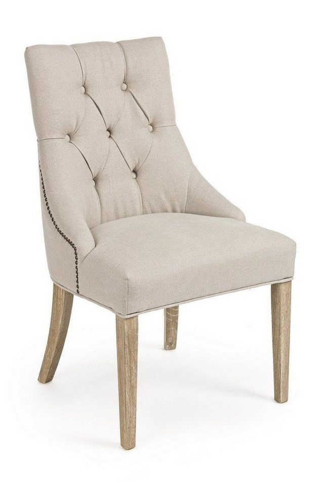 Natur24 Esszimmerstuhl Polsterstuhl Cally 2er Set 51x61x90cm Beige mit Nietenverzierung von Natur24