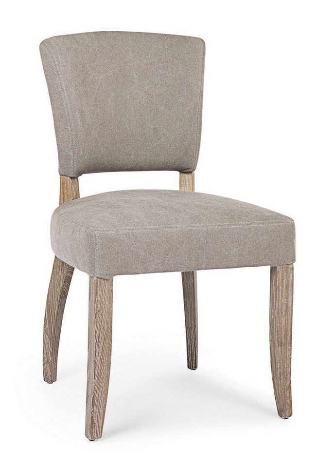 Natur24 Esszimmerstuhl Polsterstuhl Maratriz 2er Set 52x63x90cm Grau Stoff Eschenholz-Beinen von Natur24