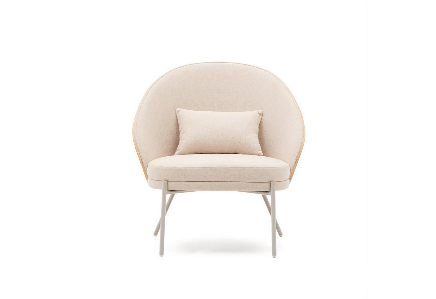 Natur24 Esszimmerstuhl Sessel Eamy 78 x 82 x 72 cm Chenille Beige Eschenfurnier Metall Beige von Natur24