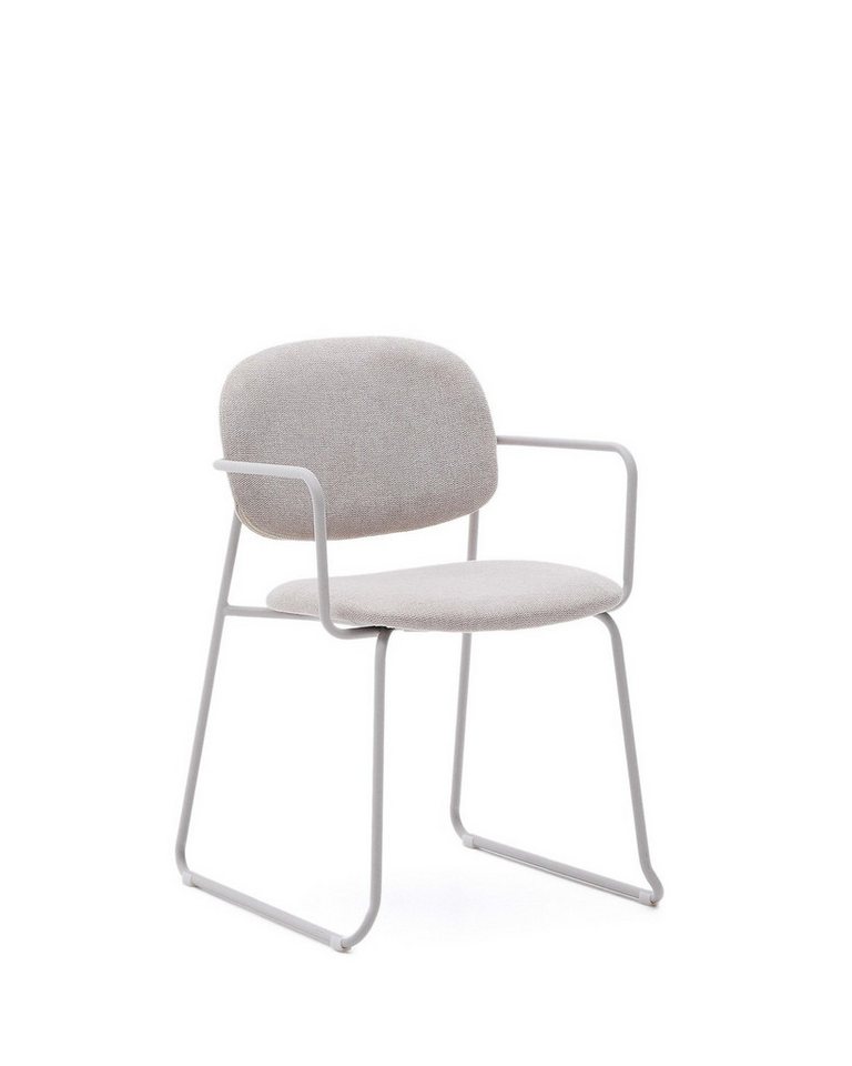 Natur24 Esszimmerstuhl Stuhl Meli mit beiger Chenille und beigen Metallbeinen 2er Set von Natur24