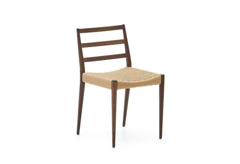 Natur24 Esszimmerstuhl Stuhl aus massiver Eiche mit Nussholz-Finish 2er Set von Natur24