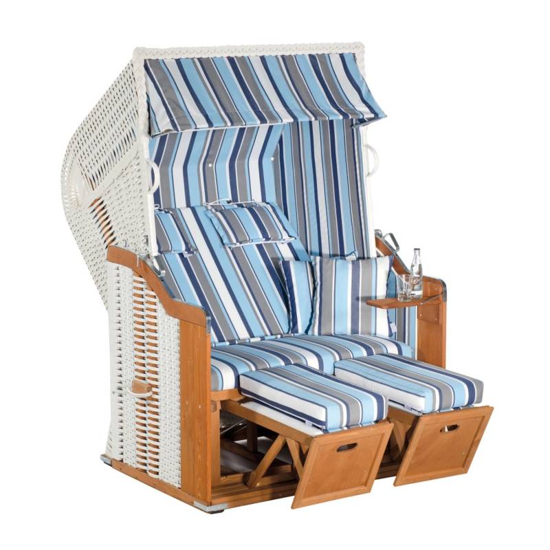 Natur24 Gartenstrandkorb Rustikal 250 Plus 2-Sitzer Kunststoffgeflecht Weiß von Natur24