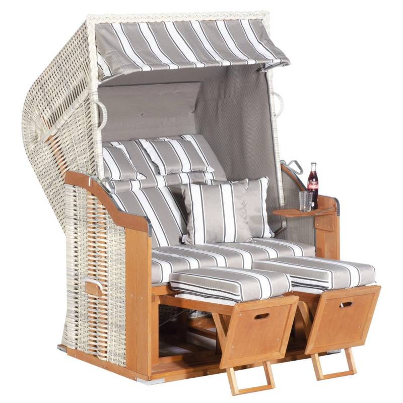 Natur24 Gartenstrandkorb Rustikal 255 Plus 2-Sitzer Antik-Weiß von Natur24