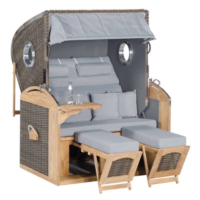 Natur24 Gartenstrandkorb Rustikal 305 Z Teak Comfort 2-Sitzer Vintage Brown von Natur24