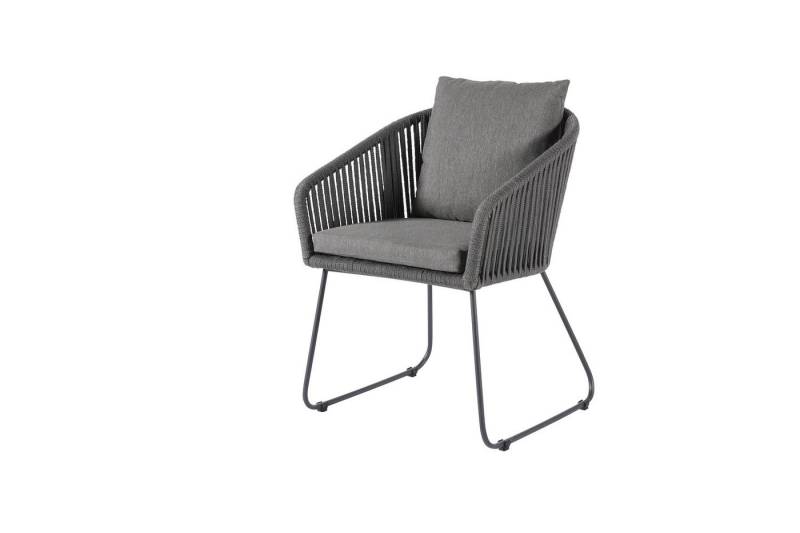 Natur24 Gartenstuhl 2er Set Stühle Kos 61 x 69 x 82 cm Alu Rope-Band Stoff Dunkelgrau von Natur24