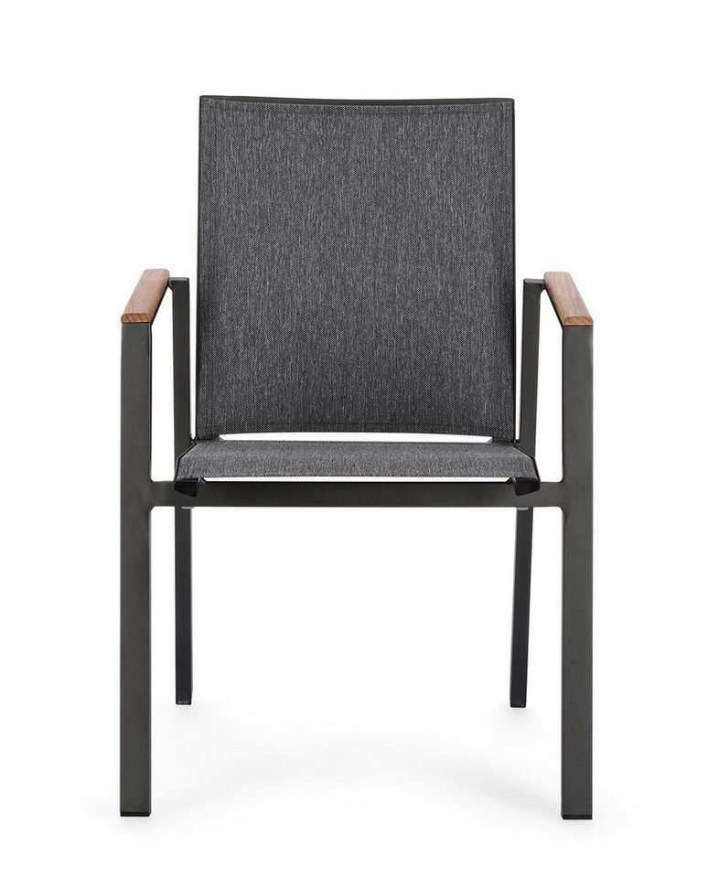 Natur24 Gartenstuhl 4er Set Stühle Cameron 59 x 61 x 88 cm Aluminium Textil Anthrazit von Natur24
