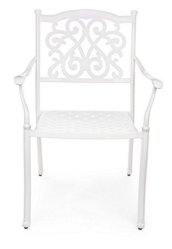Natur24 Gartenstuhl 4er Set Stühle Ivrea 65 x 60 x 92 cm Aluminium Weiß Wohnzimmer von Natur24