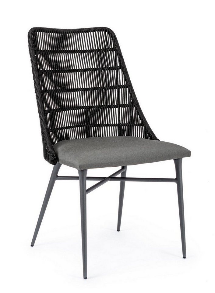 Natur24 Gartenstuhl Gartenstuhl 2er Set 54x57x90cm Geflecht aus Olefin schwarz mit Kissen Natur24 Gartenstuhl Gartenstuhl 2er Set 54x57x90cm Geflecht aus Olefin schwarz mit Kissen von Natur24