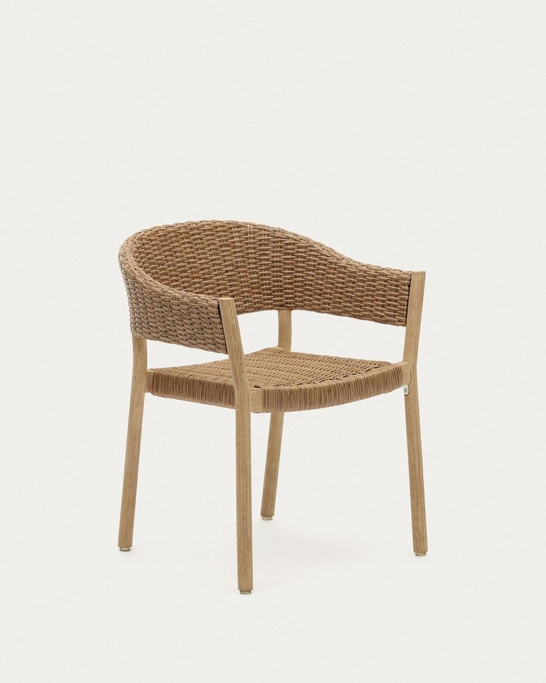 Natur24 Gartenstuhl Pola 4er Set Stühle 63 x 58 x 76 cm Eukalyptus Kunstrattan Natur von Natur24