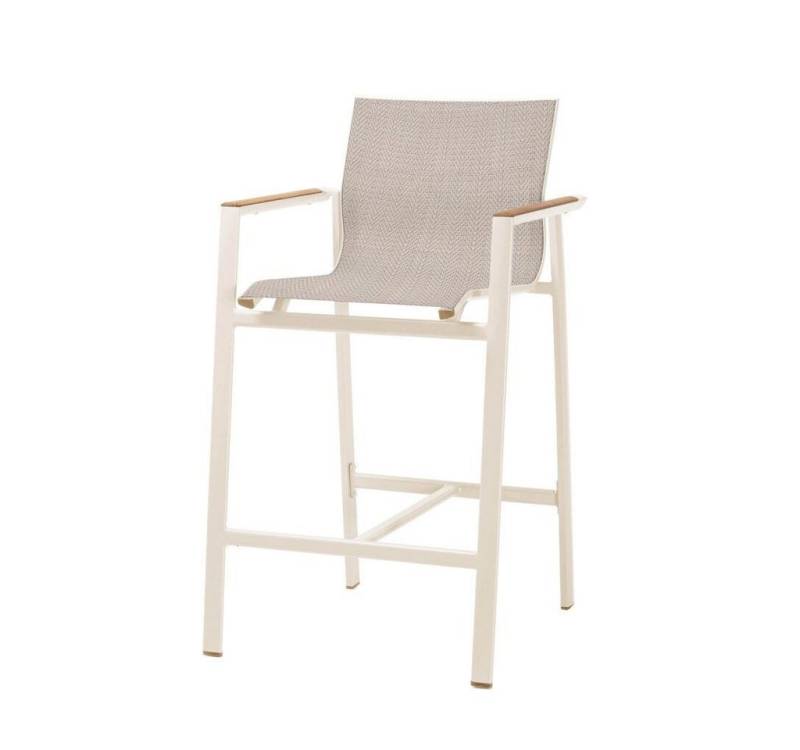 Natur24 Gartenstuhl Rhodos Barstuhl 54 x 60 x 110 cm Aluminium Textilene Beige von Natur24
