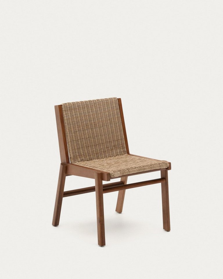 Natur24 Gartenstuhl Stuhl Itani aus massivem Teakholz und synthetischem Rattan 2er Set von Natur24
