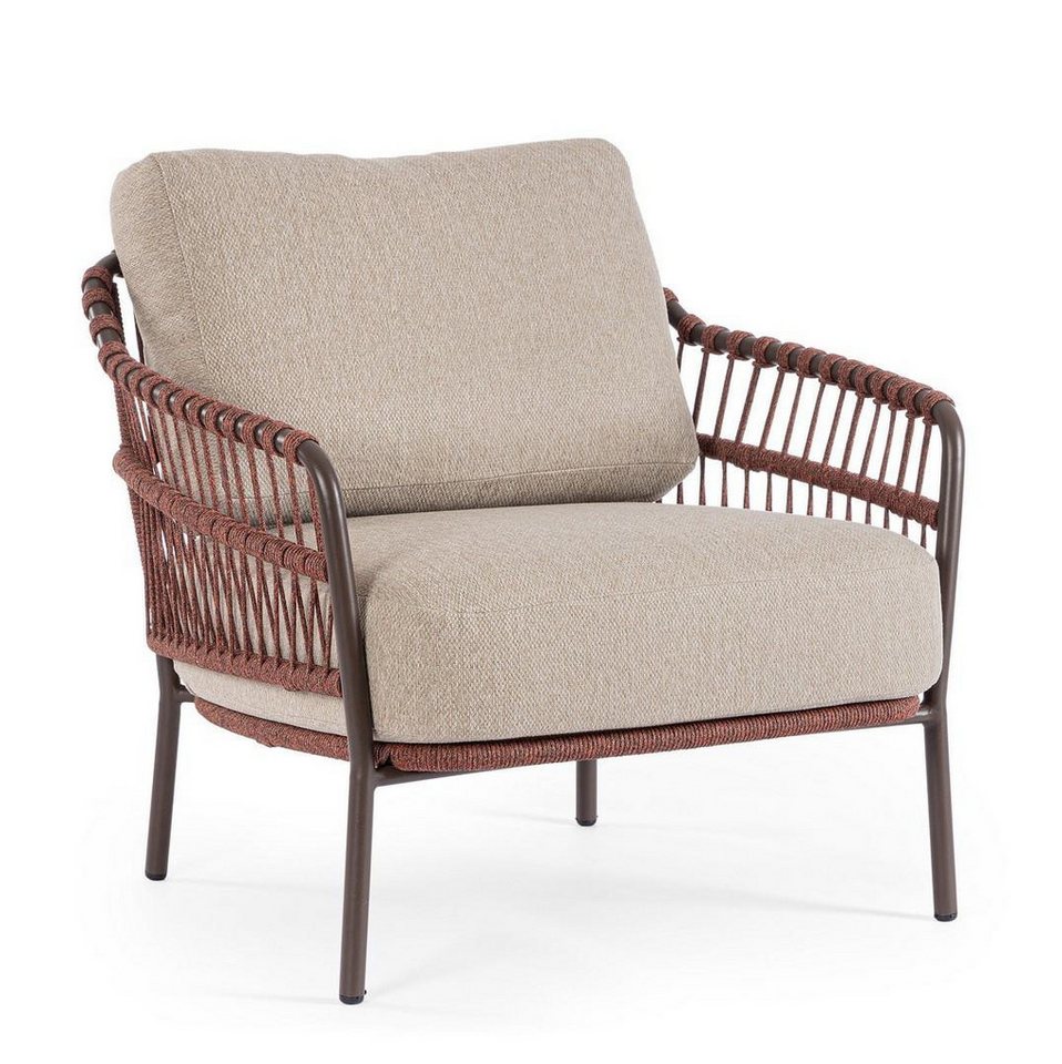 Natur24 Gartenstuhl Talaia Sessel 85,5 x 82 x 84 cm Stahl Olefin Braun von Natur24