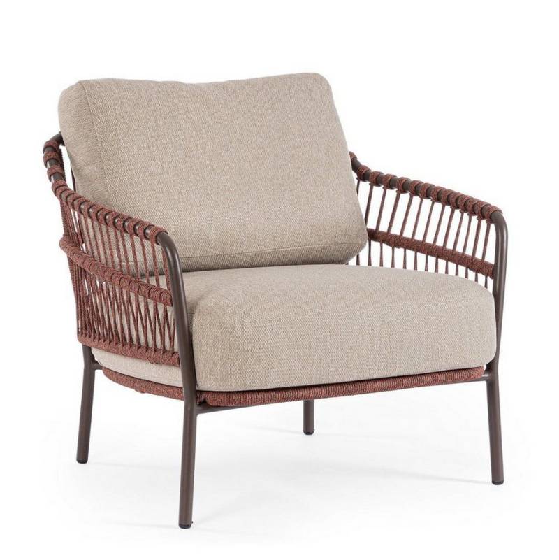 Natur24 Gartenstuhl Talaia Sessel 85,5 x 82 x 84 cm Stahl Olefin Braun von Natur24