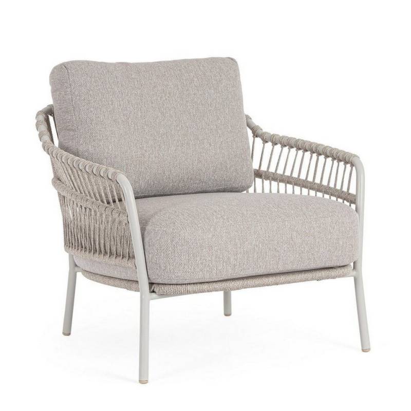 Natur24 Gartenstuhl Talaia Sessel 85,5 x 82 x 84 cm Stahl Olefin Grau von Natur24