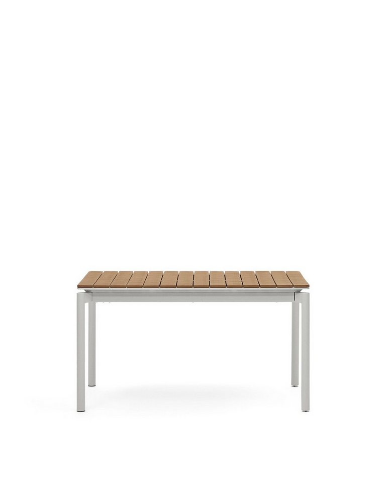 Natur24 Gartentisch Ausziehbarer Tisch Canyelles 90 x 76 x 140/200 cm Aluminium Hellgrau von Natur24