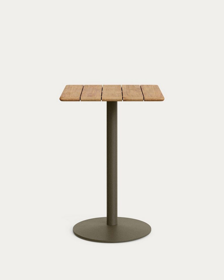 Natur24 Gartentisch Esilda Hoher Outdoor-Tisch 70 x 70 x 96 cm Stahl Akazie Grün Natur von Natur24