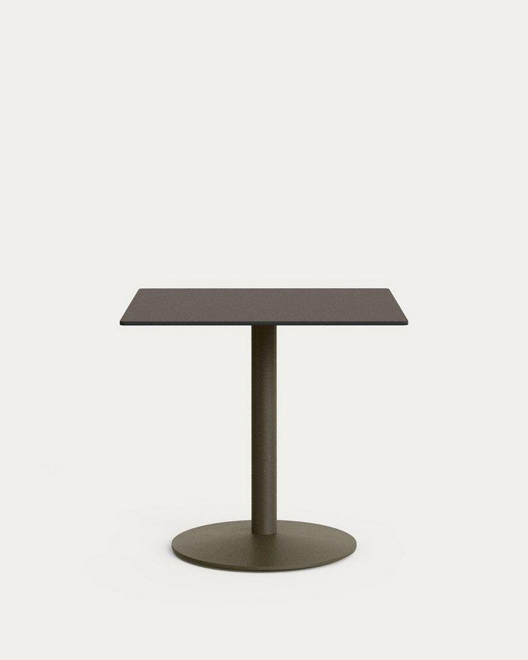 Natur24 Gartentisch Esilda Outdoor-Tisch 80 x 80 x 72 cm Stahl Phenolplatte Grün von Natur24