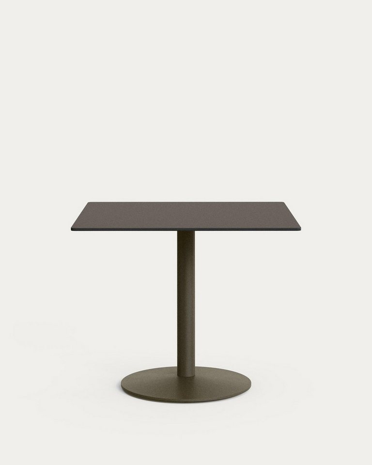 Natur24 Gartentisch Esilda Outdoor-Tisch 90 x 90 x 72 cm Stahl Phenolplatte Schwarz von Natur24