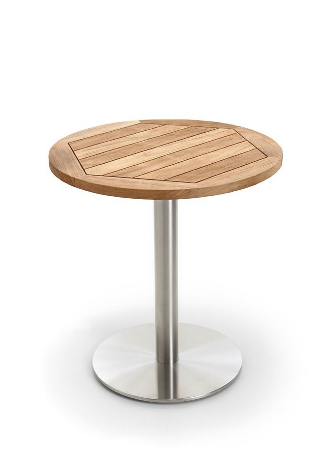 Natur24 Gartentisch Gartentisch Bistrox 125 rund Platte Teak Recycelt Gestell Edelstahl von Natur24