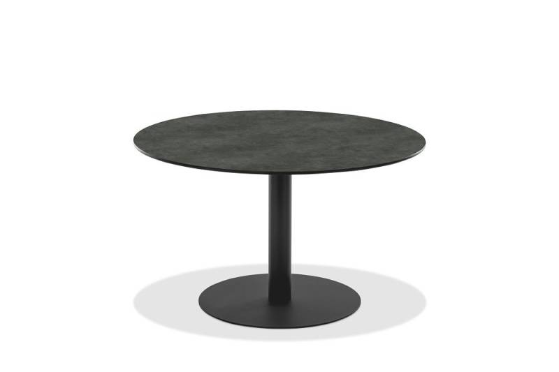Natur24 Gartentisch Gartentisch Bistrox 95 rund Tischplatte HPL Graphit Stahl Anthrazit von Natur24